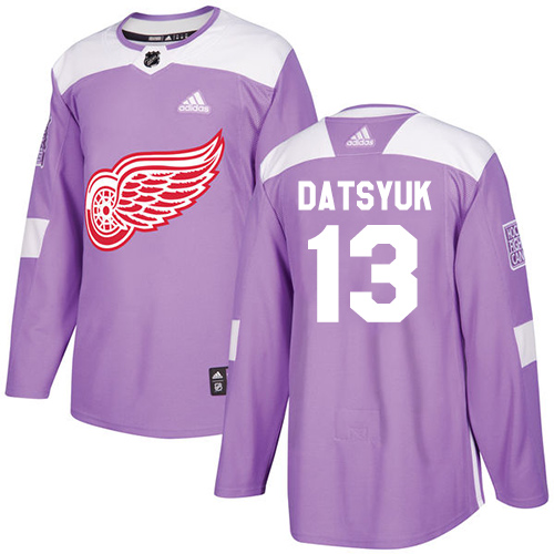 Adidas Red Wings #13 Pavel Datsyuk Purple Authentic Fights Cancer Stitched NHL Jersey - Click Image to Close